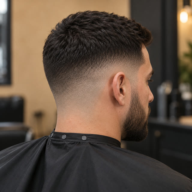 Men's haircut with a smooth transition mid fade