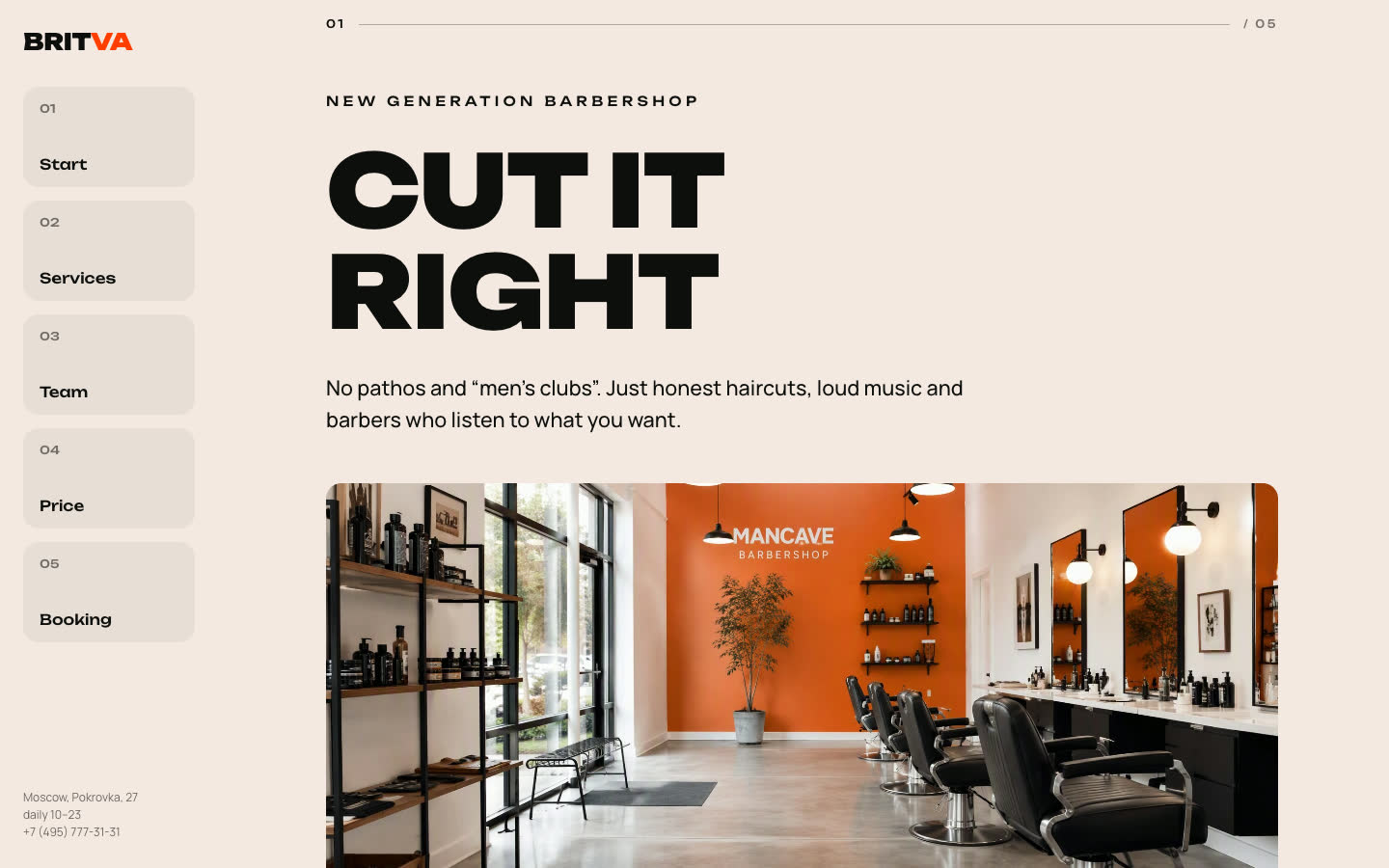 BRITVA barbershop website