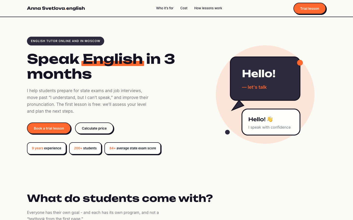 Anna Svetlova English tutoring website